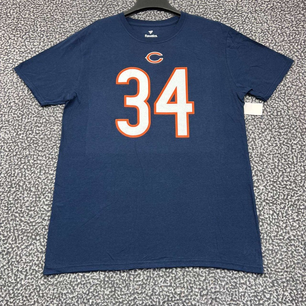 Chicago Bears Payton #34 Shirt Men Large Blue Fanatics Short Sleeve Cotton New L